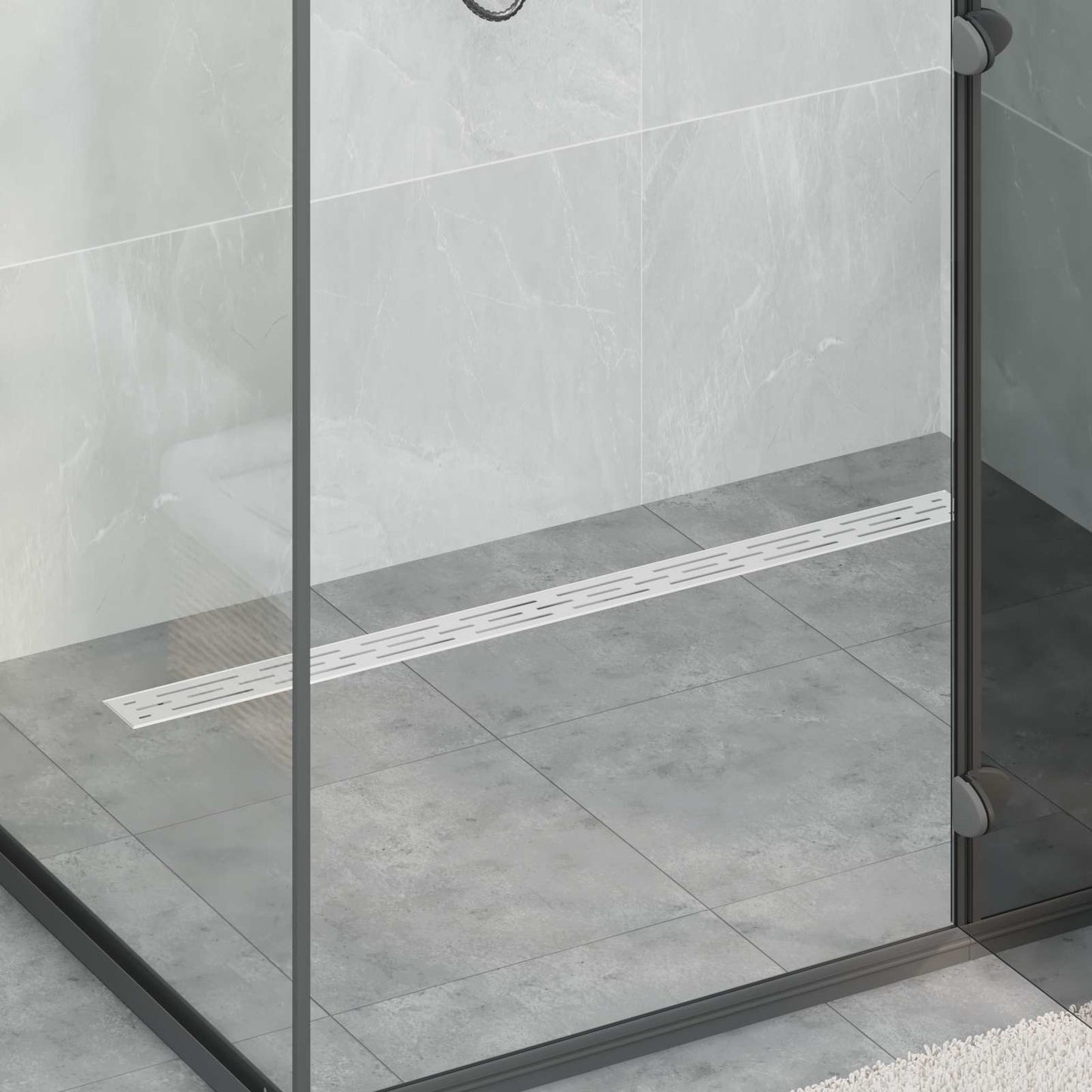 Dusjavløp Glasslokk med 360° Siphon sølv 100 cm