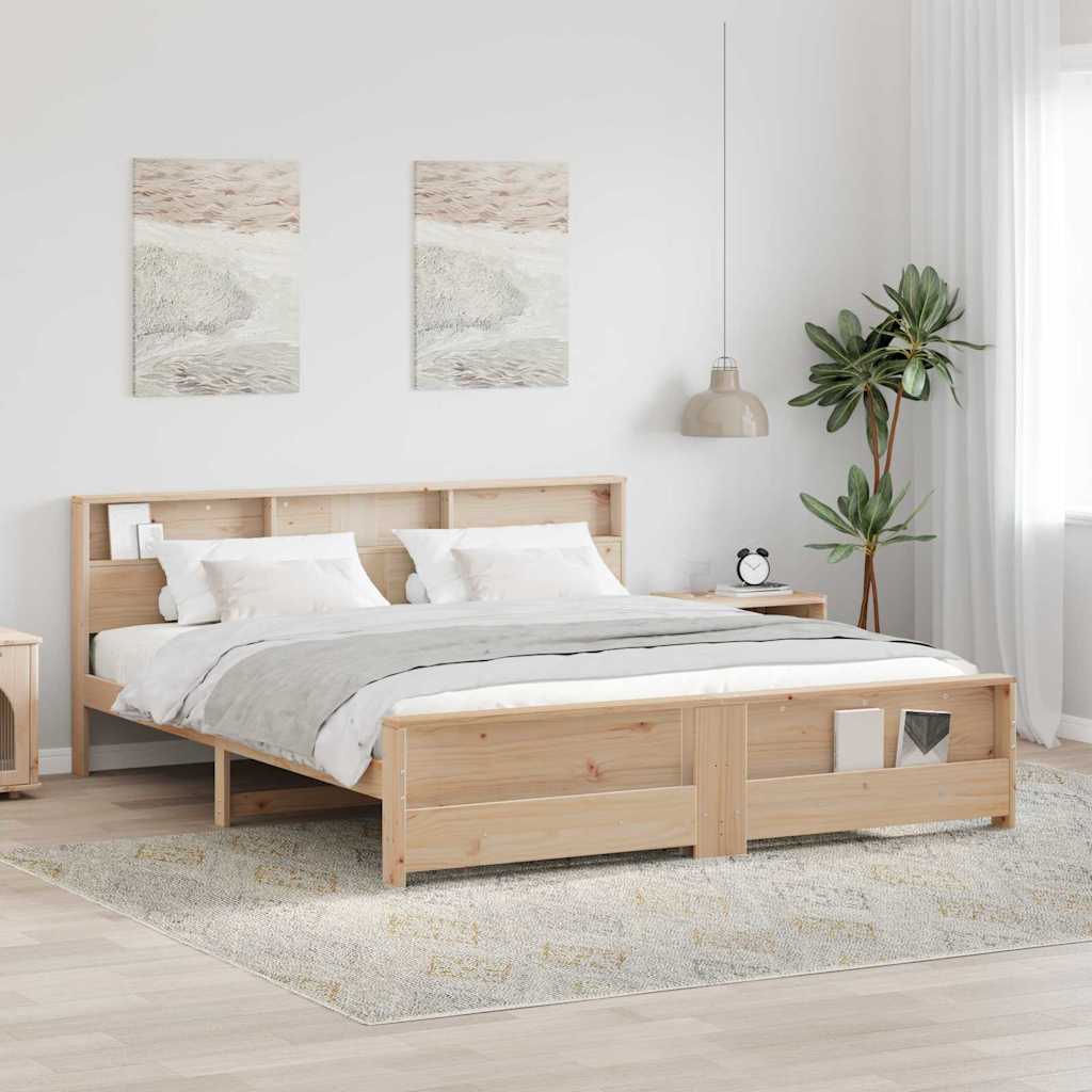 Sengestamme med hodegjerde Brun 200 x 200 cm Heltre furu