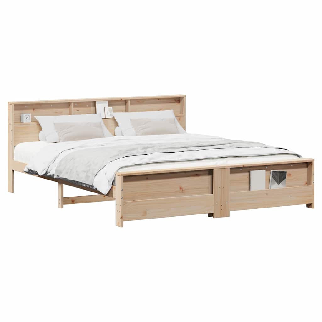 Sengestamme med hodegjerde Brun 200 x 200 cm Heltre furu