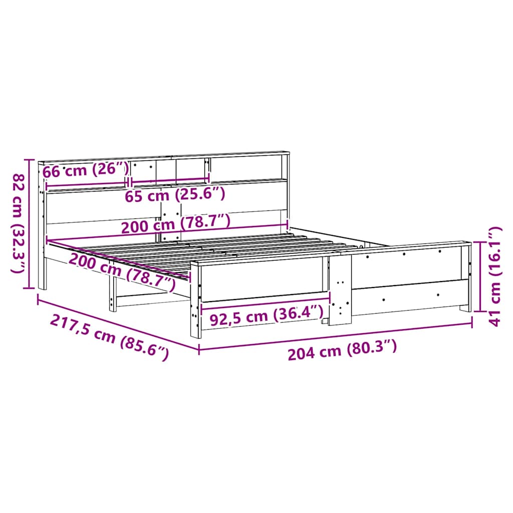 Sengestamme med hodegjerde Brun 200 x 200 cm Heltre furu