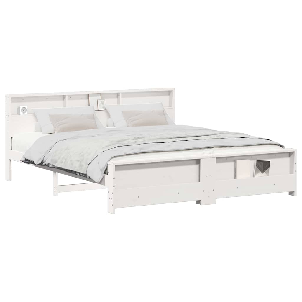 Sengestamme med hodegjerde Hvit 200 x 200 cm Heltre furu