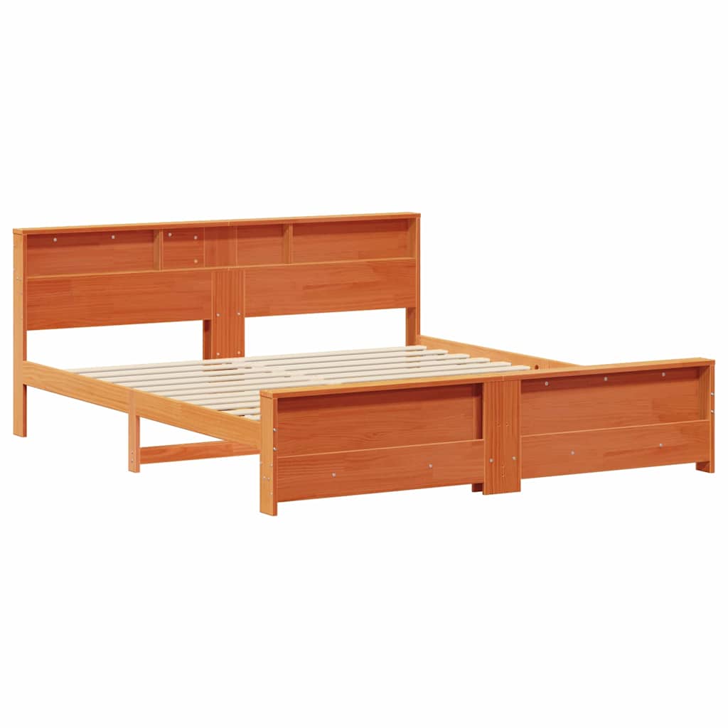 Sengestamme med hylle Vokset Brun 200 x 200 cm Massiv furu