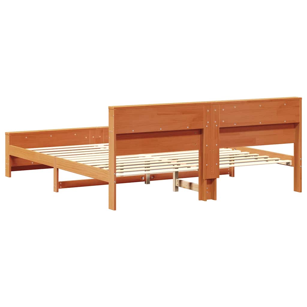 Sengestamme med hylle Vokset Brun 200 x 200 cm Massiv furu