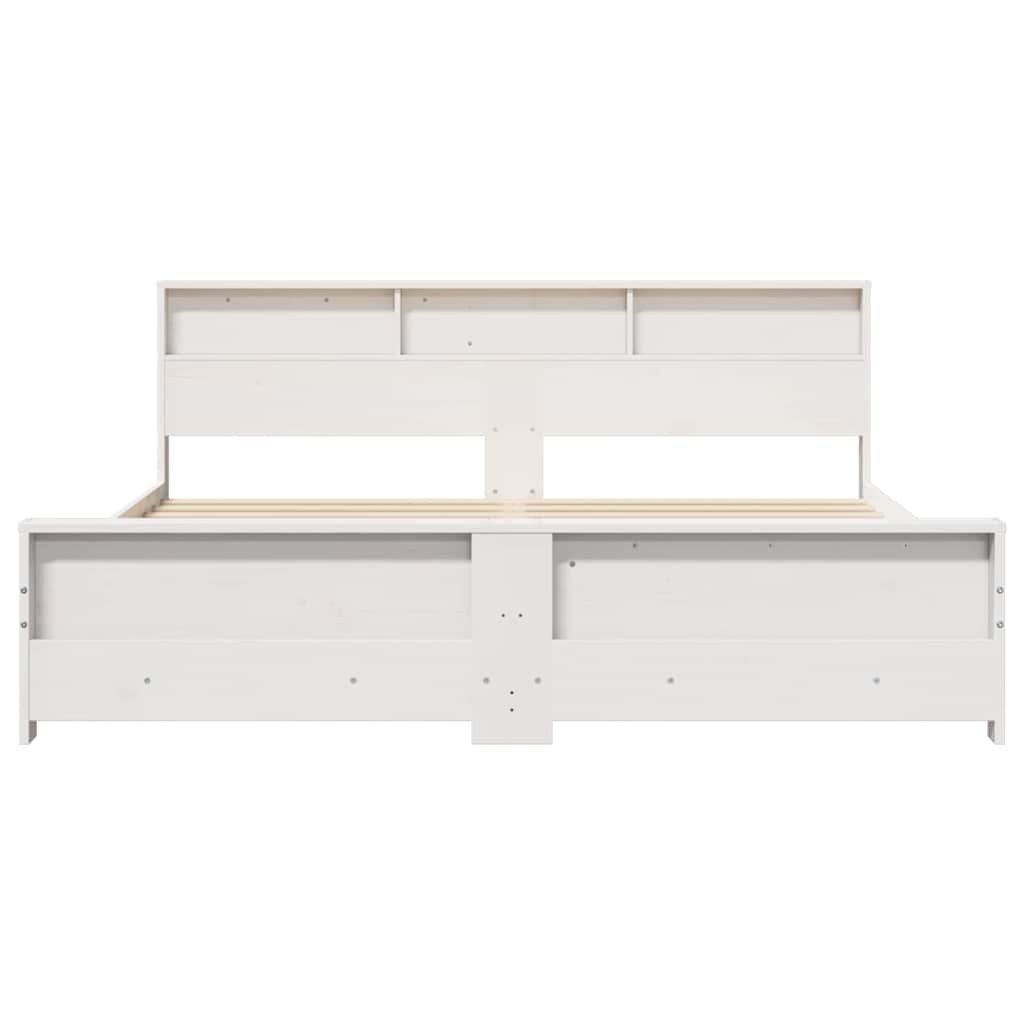 Sengestamme med hylle Hvit 180 x 200 cm Massiv furu