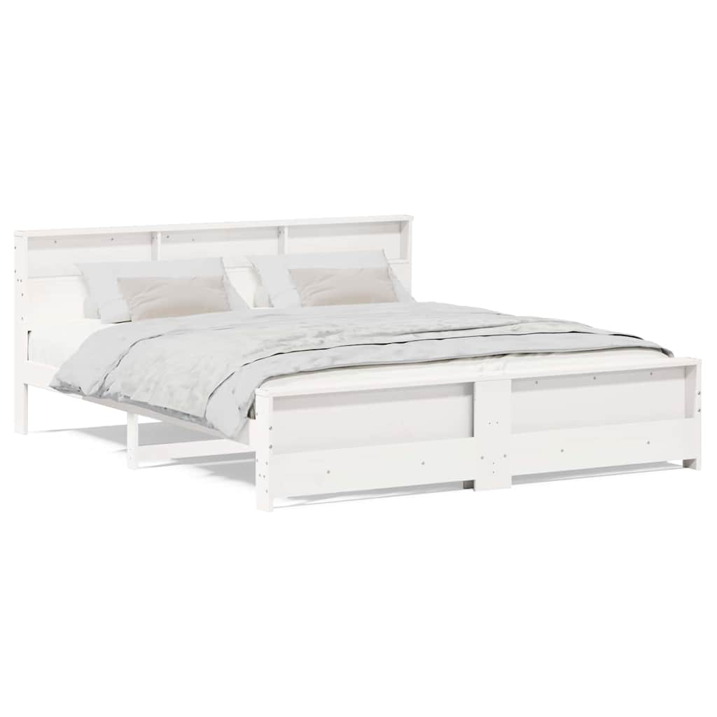 Sengestamme med hodegjerde Hvit 180 x 200 cm Konstruert tre