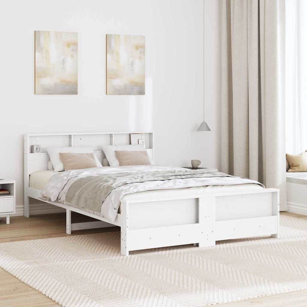 Sengestamme med hodegjerde Hvit 160 x 200 cm Konstruert tre