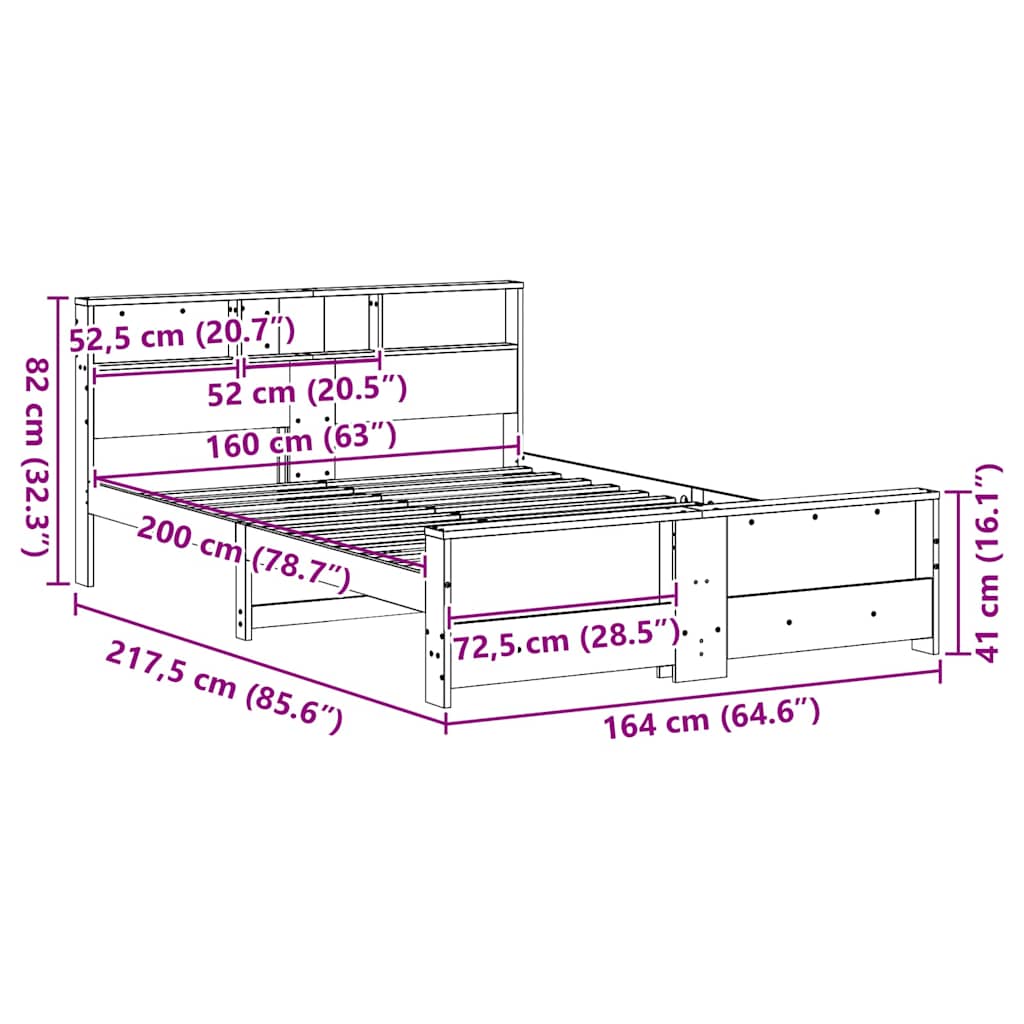 Sengestamme med hodegjerde Hvit 160 x 200 cm Heltre furu
