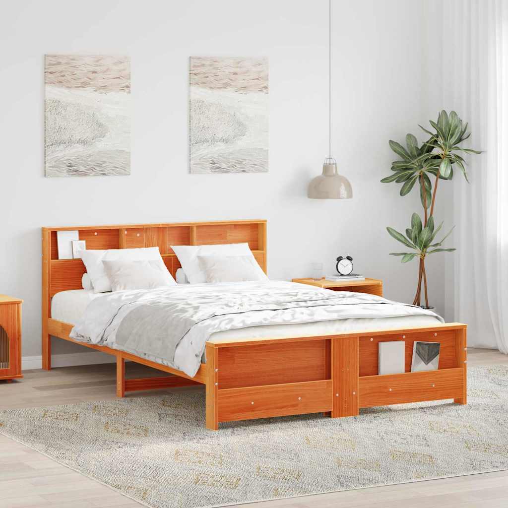 Sengestamme med hodegjerde Voksbrun 150 x 200 cm Heltre furu