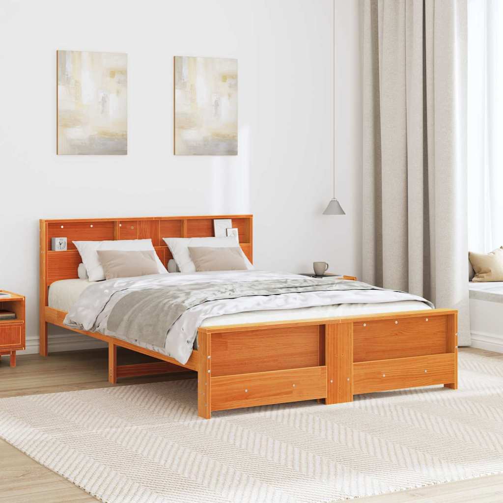 Sengestamme med hodegjerde Voksbrun 150 x 200 cm Heltre furu