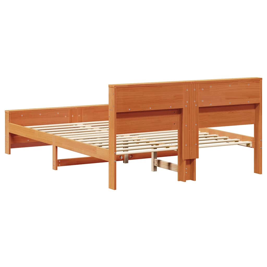 Sengestamme med hodegjerde Voksbrun 150 x 200 cm Heltre furu