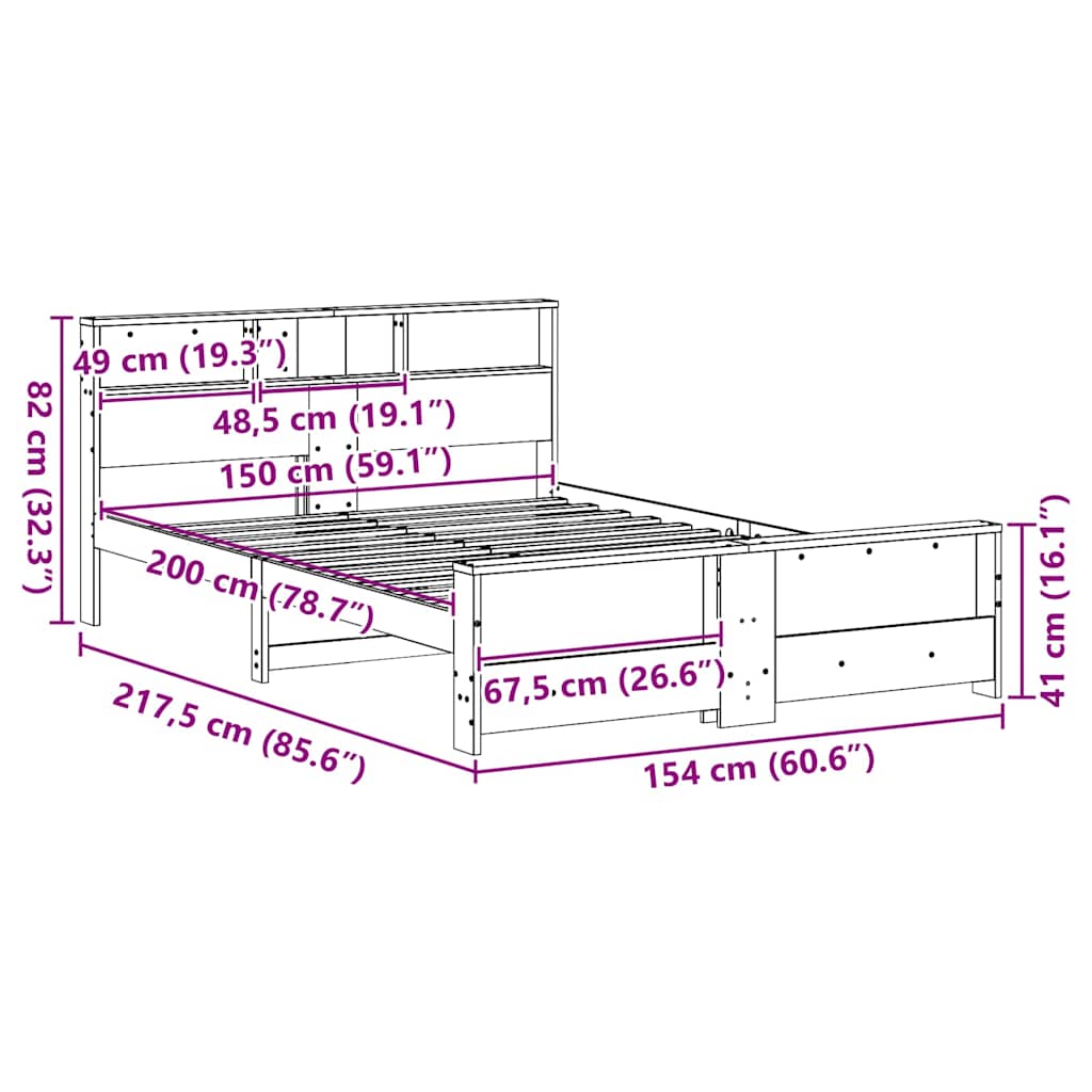 Sengestamme med hodegjerde Voksbrun 150 x 200 cm Heltre furu