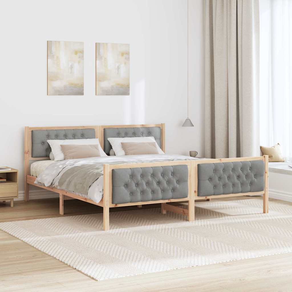 Sengestamme med hodegjerde Lysegrå 180 x 200 cm Massiv furu