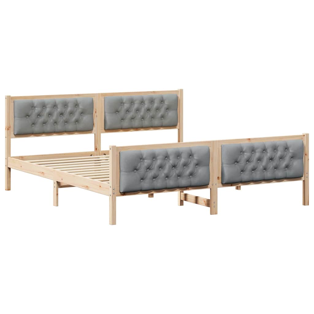 Sengestamme med hodegjerde Lysegrå 180 x 200 cm Massiv furu
