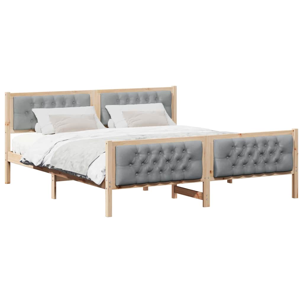 Sengestamme med hodegjerde Lysegrå 180 x 200 cm Massiv furu
