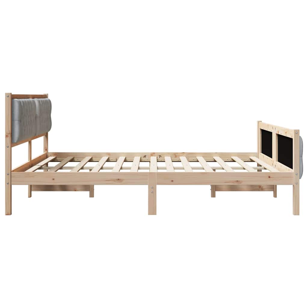 Sengestamme med hodegjerde Lysegrå 180 x 200 cm Massiv furu