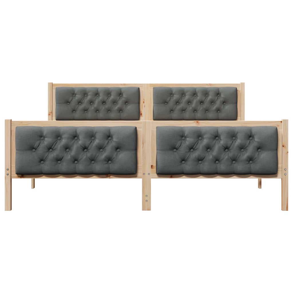 Sengestamme med hodegjerde Mørkegrå 180 x 200 cm Massiv furu