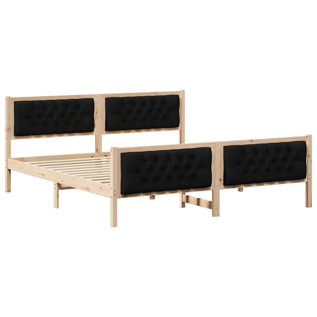 Sengestamme med hodegjerde Svart 180 x 200 cm Massiv furu
