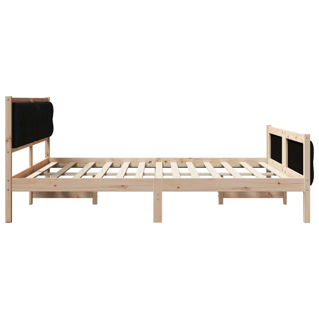 Sengestamme med hodegjerde Svart 180 x 200 cm Massiv furu