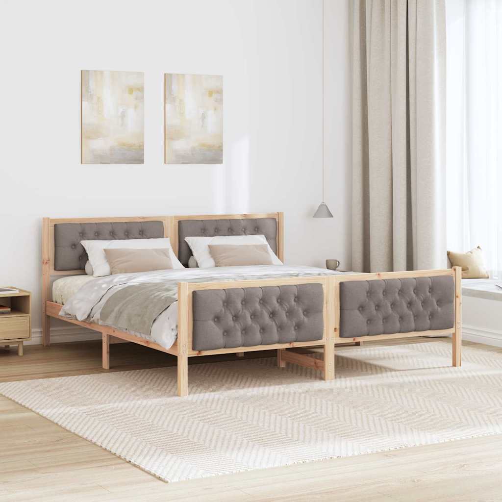 Sengestamme med hodegjerde Gråbrun 180 x 200 cm Massiv furu