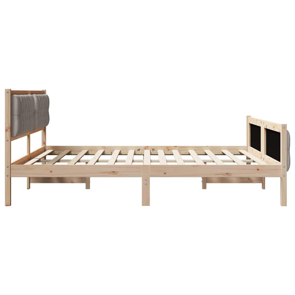 Sengestamme med hodegjerde Gråbrun 180 x 200 cm Massiv furu