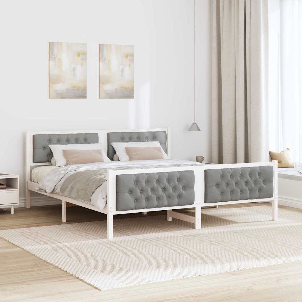 Sengestamme med hodegjerde Lysegrå 180 x 200 cm Massiv furu