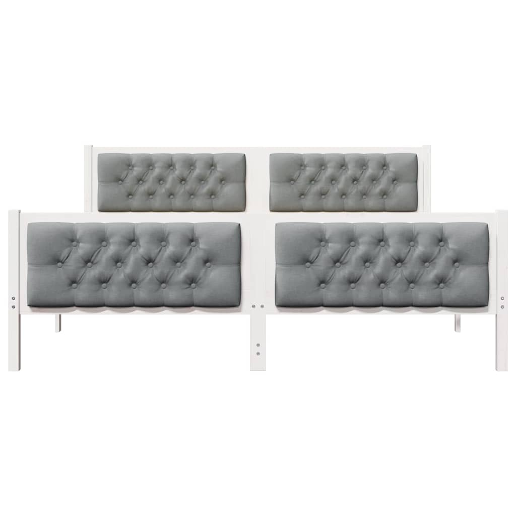 Sengestamme med hodegjerde Lysegrå 180 x 200 cm Massiv furu