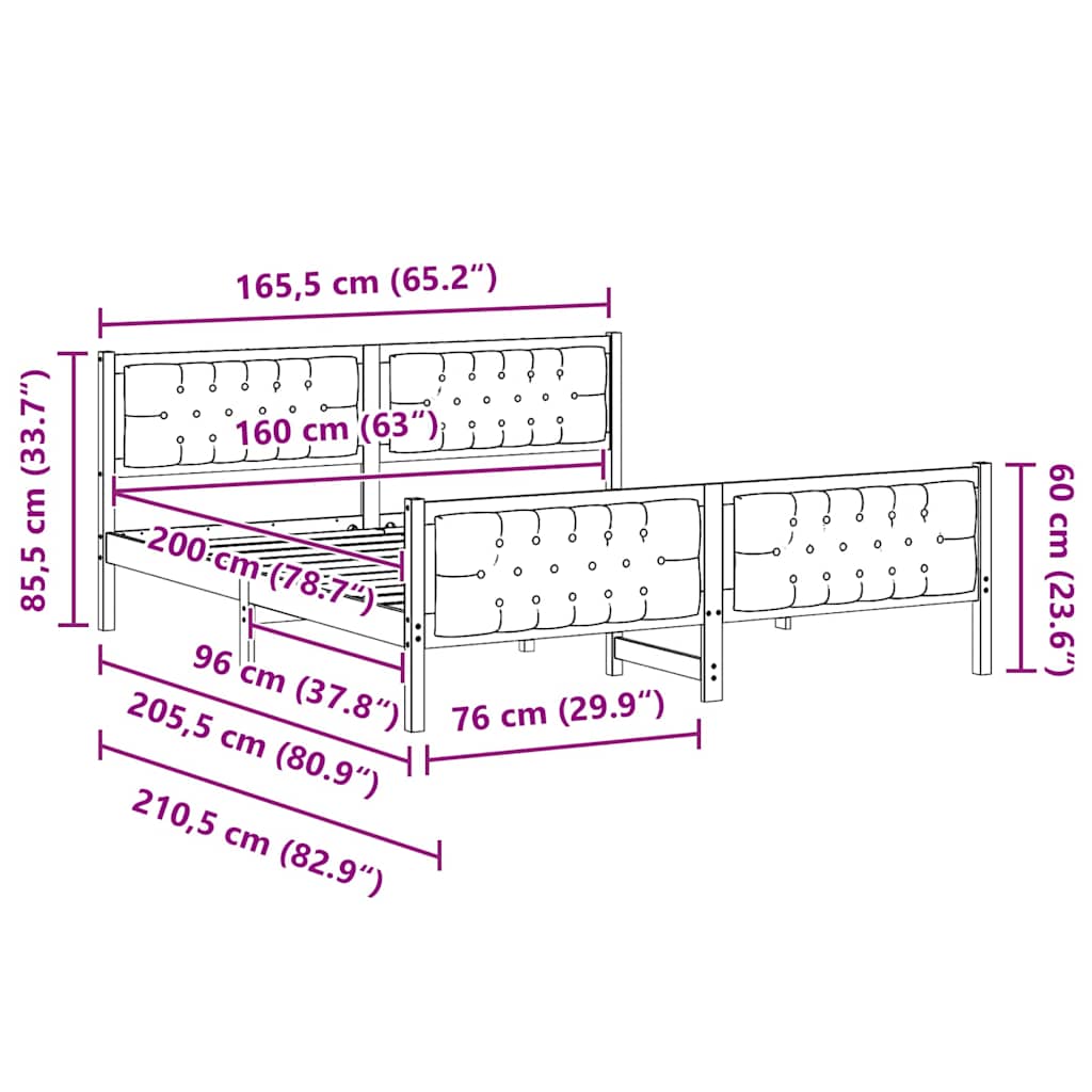 Sengestamme med hodegjerde Gråbrun 160 x 200 cm Massiv furu