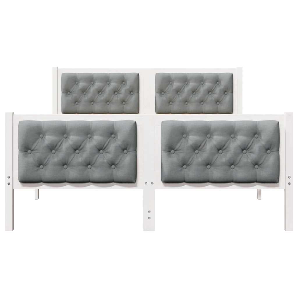 Sengestamme med hodegjerde Lysegrå 140 x 200 cm Massiv furu