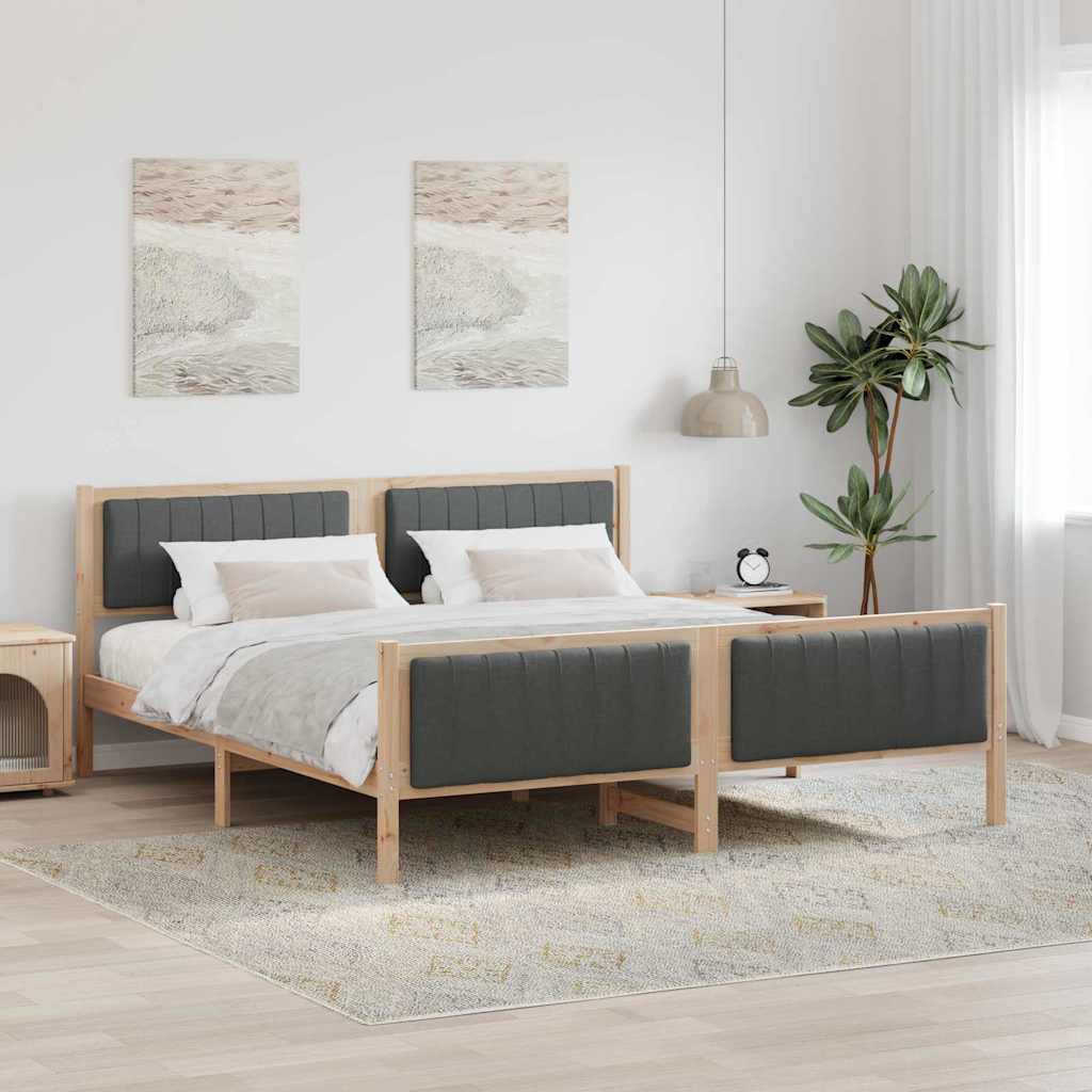Sengestamme brun og mørkegrå 180 x 200 cm Heltre furu