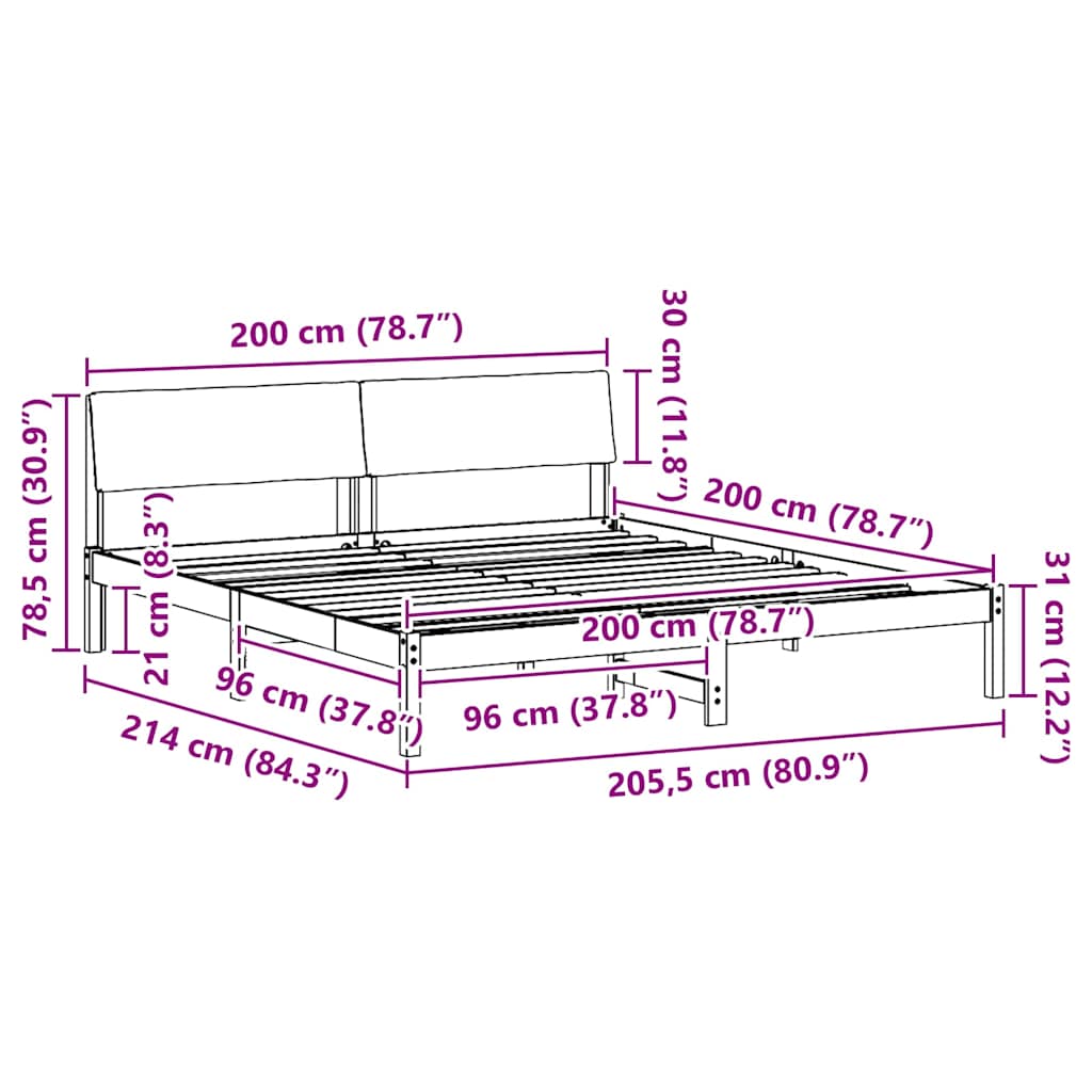 Sengestamme Brunt og svart 200 x 200 cm Heltre furu