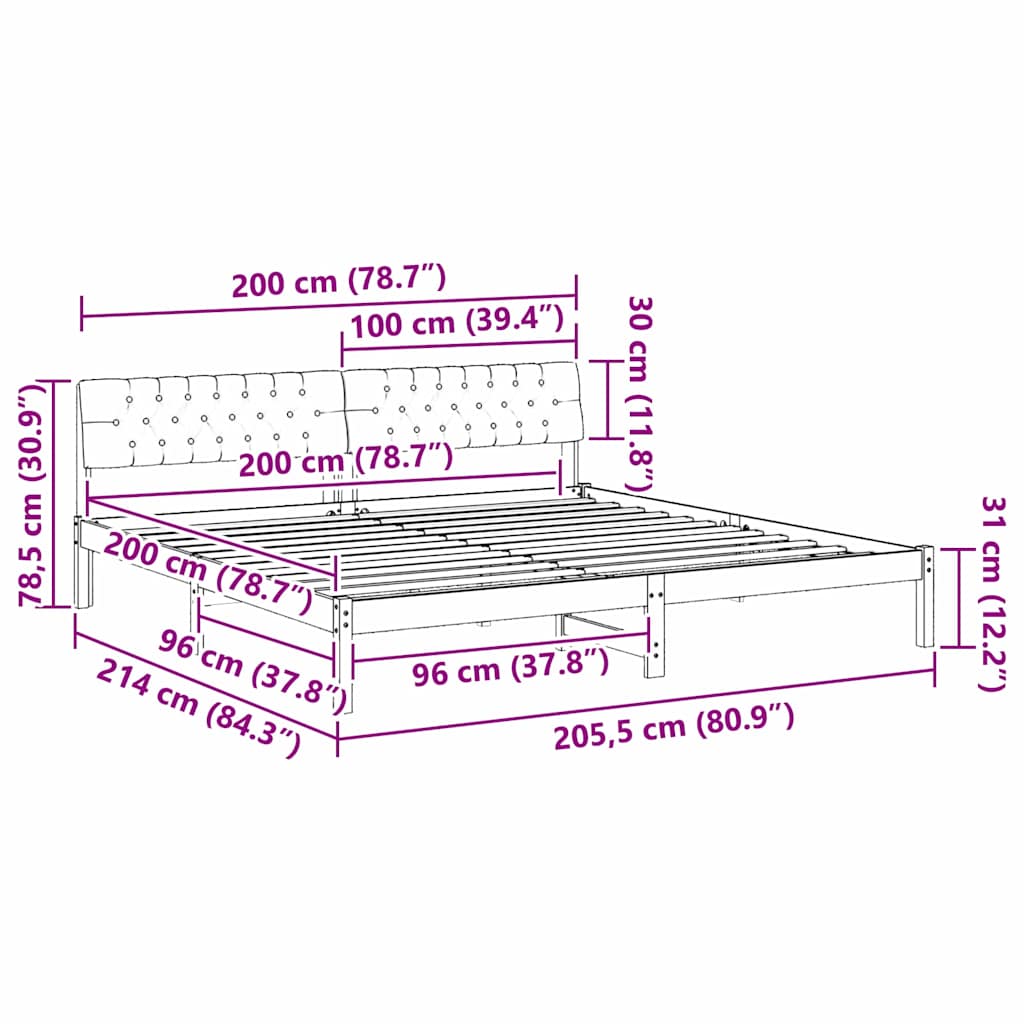 Sengestamme Brunt og svart 200 x 200 cm Heltre furu