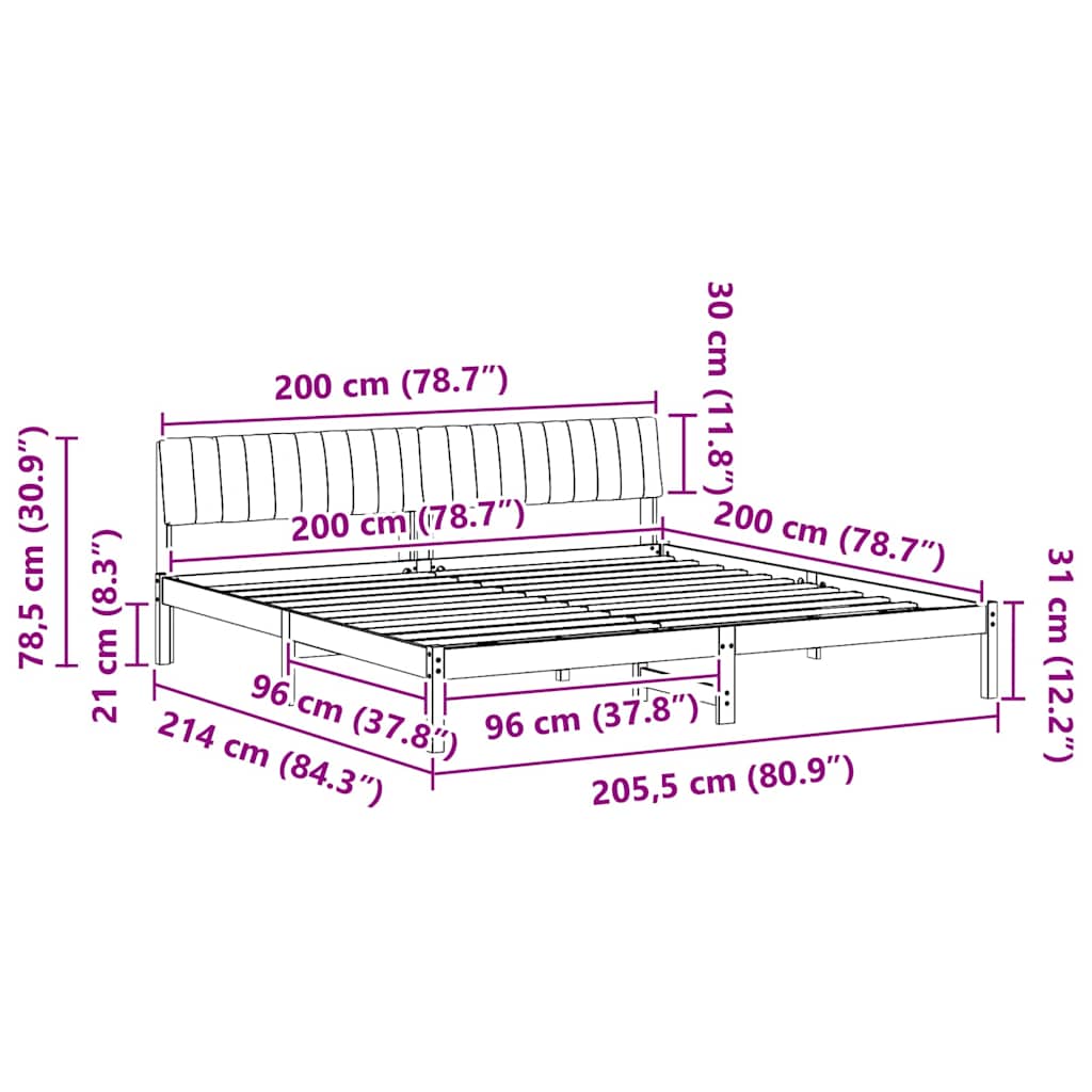 Sengestamme Brunt og svart 200 x 200 cm Heltre furu