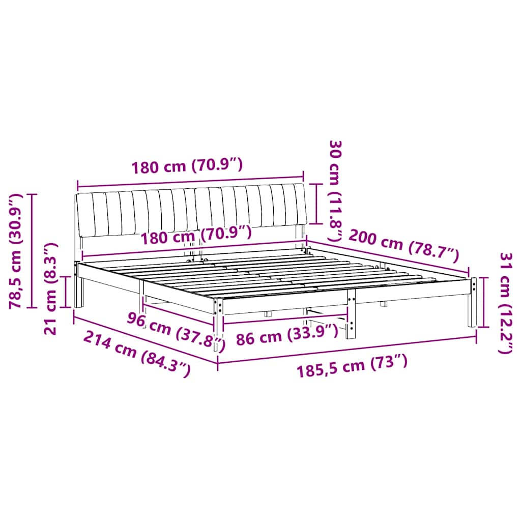 Sengestamme Brun og lys grå 180 x 200 cm Heltre furu