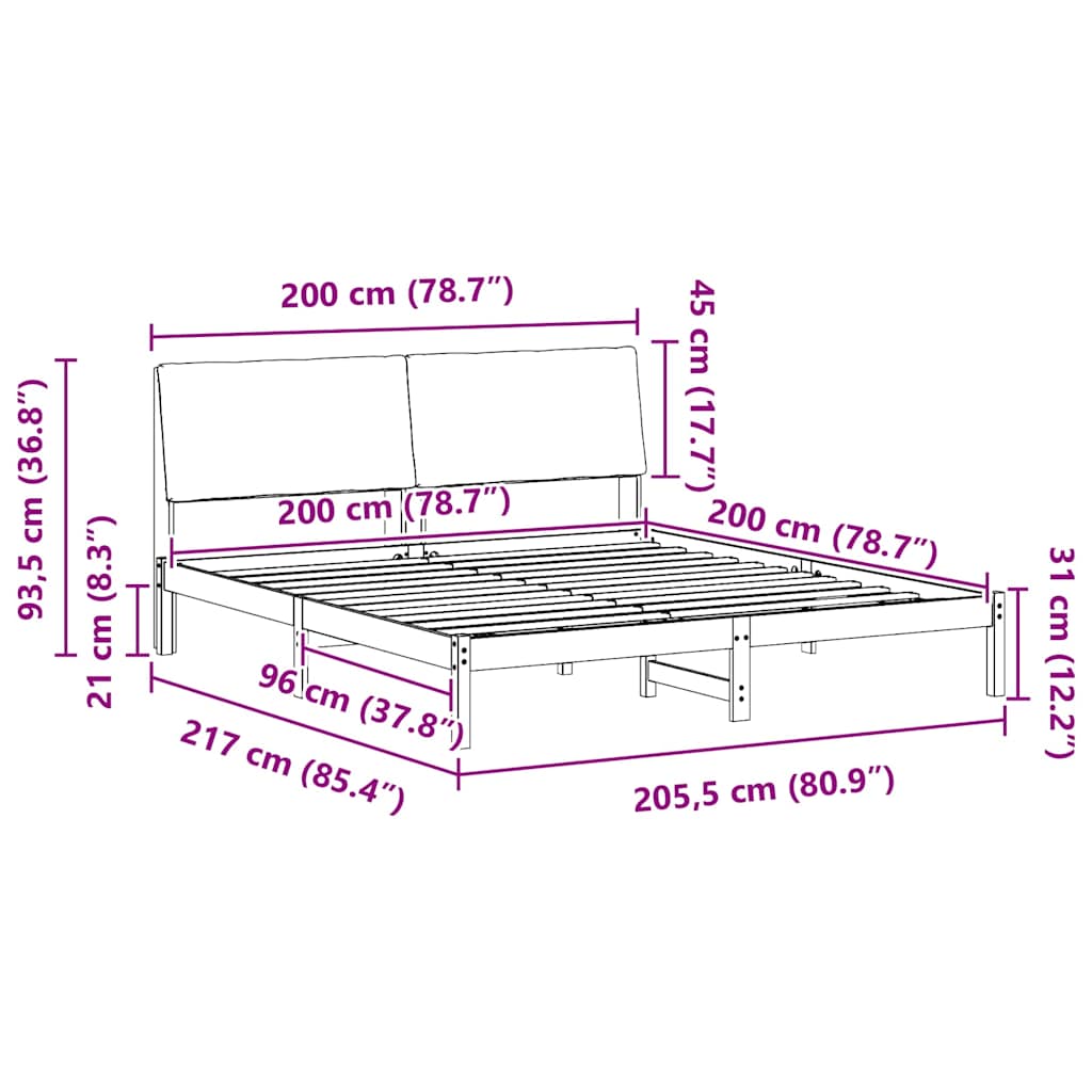 Sengestamme Brunt og svart 200 x 200 cm Heltre furu