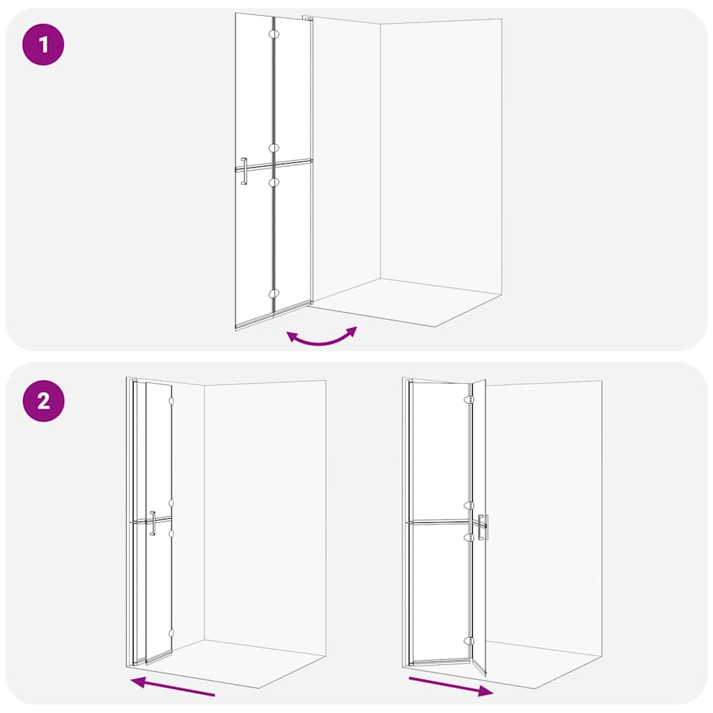 Walk-In dusjvegg Svart 80 x 6,5 x 190 cm