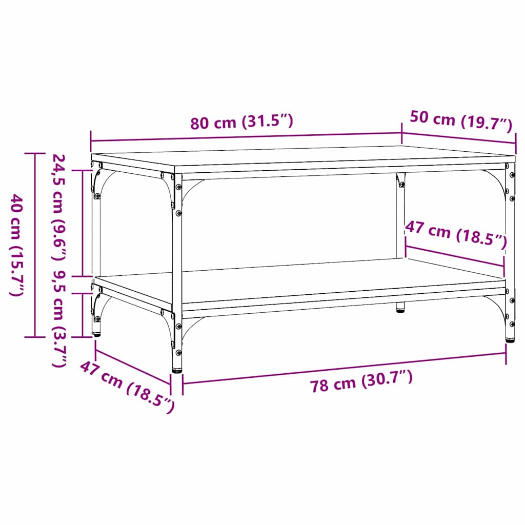 Kaffebord Artisan Eik 81 x 50 x 40 cm Konstruert tre