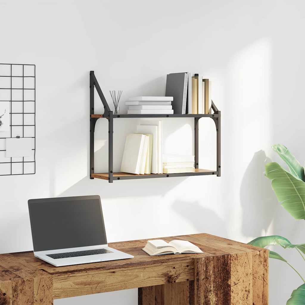 Vegghylle med hylle Gammelt tre 60 x 21 x 51 cm Konstruert tre