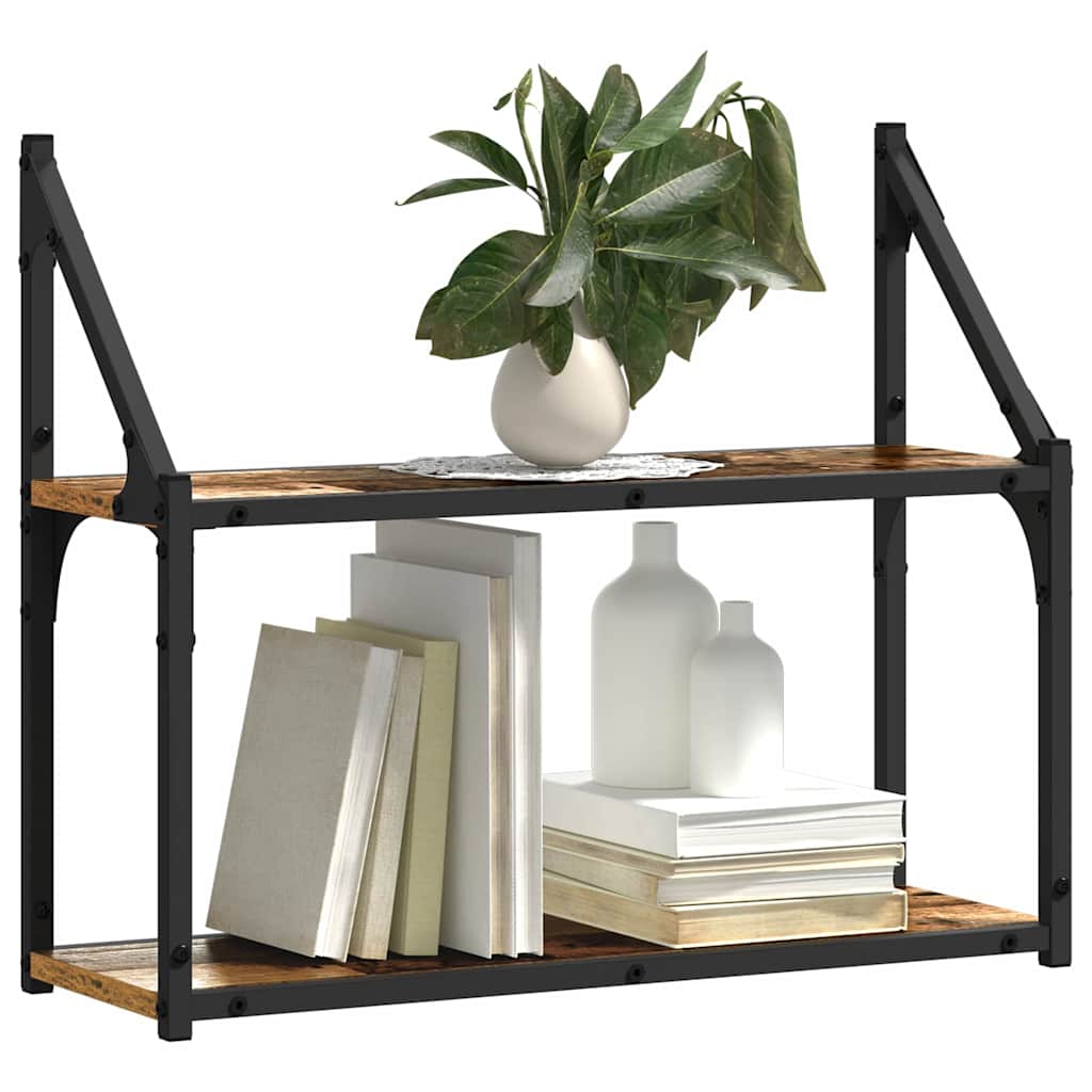 Vegghylle med hylle Gammelt tre 60 x 21 x 51 cm Konstruert tre