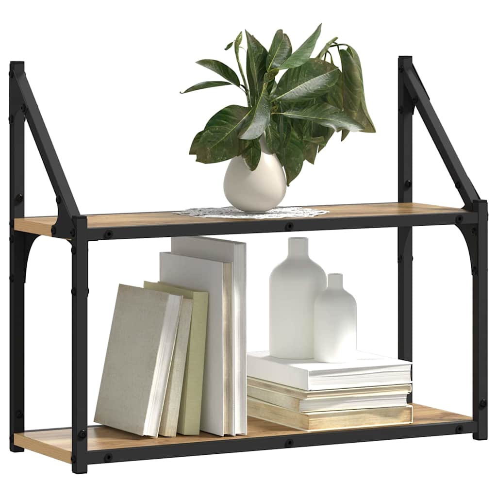 Vegghylle med hylle artisan eik 60 x 21 x 51 cm Konstruert tre