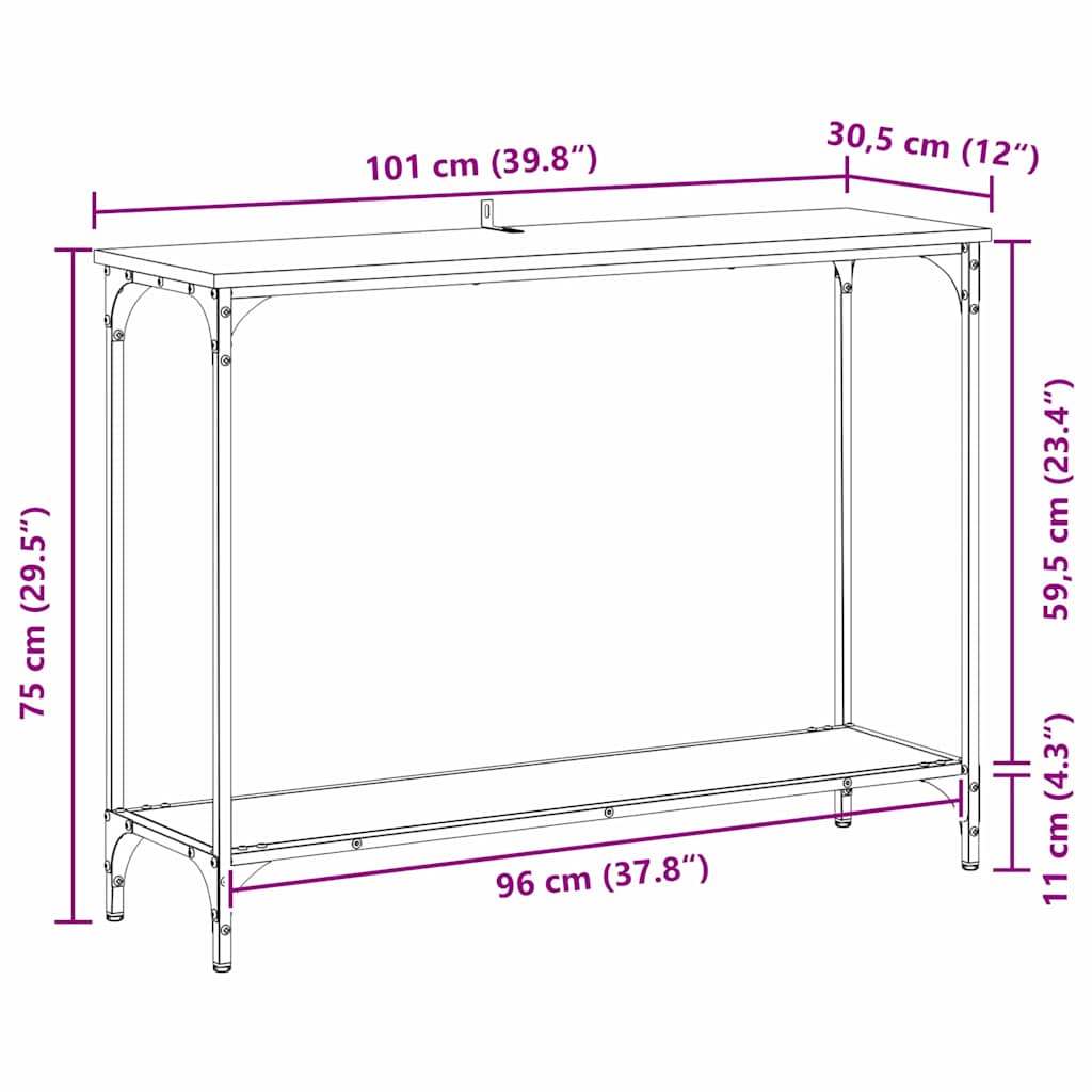 Konsollbord artisan eik 101 x 30.5 x 75 cm Konstruert tre