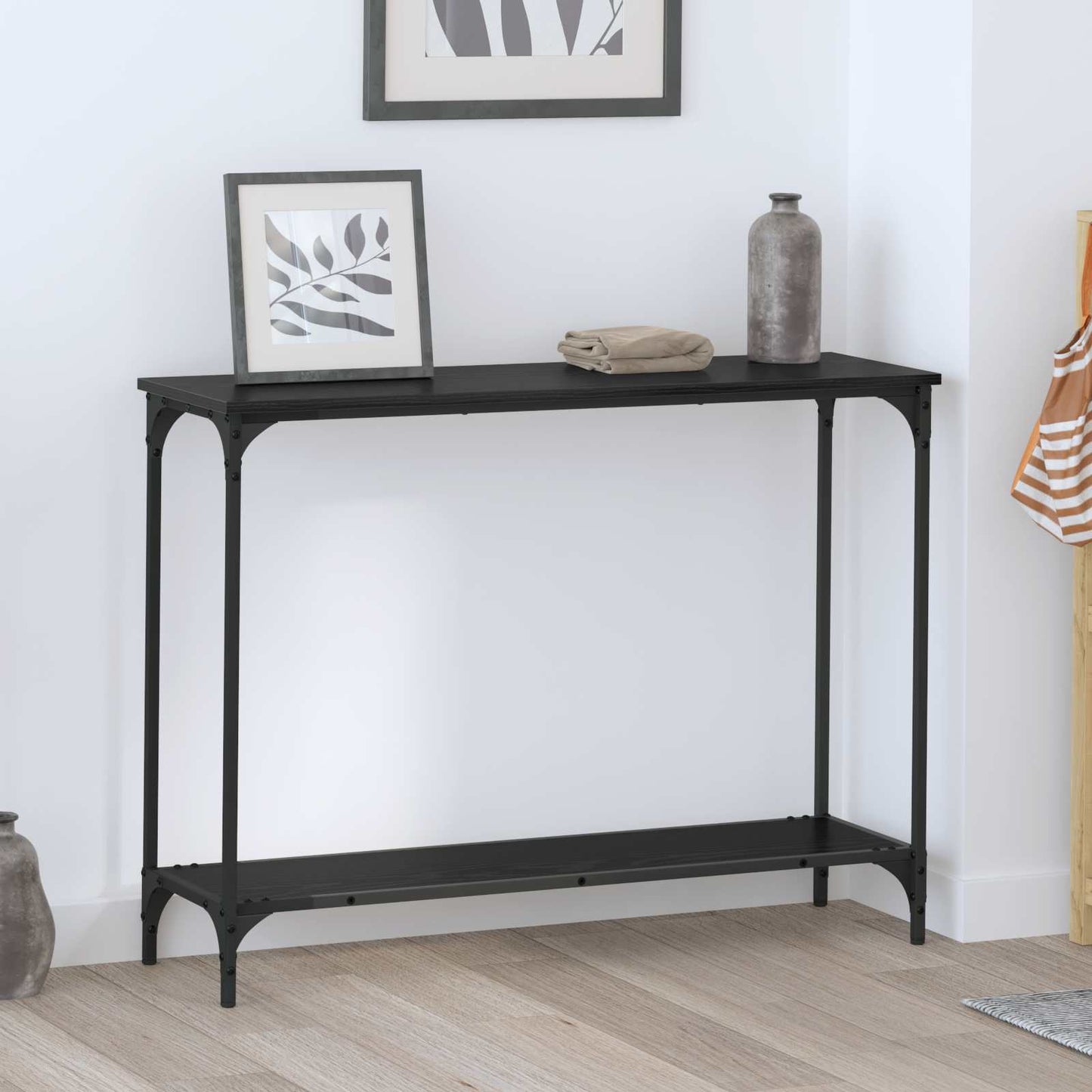 Konsollbord Svart eik 101 x 30.5 x 75 cm Konstruert tre