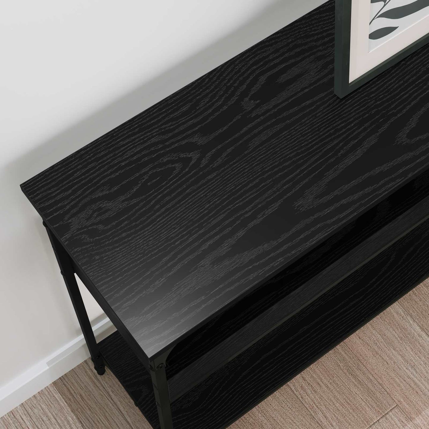 Konsollbord med hylle Svart eik 100 x 29 x 75 cm Konstruert tre