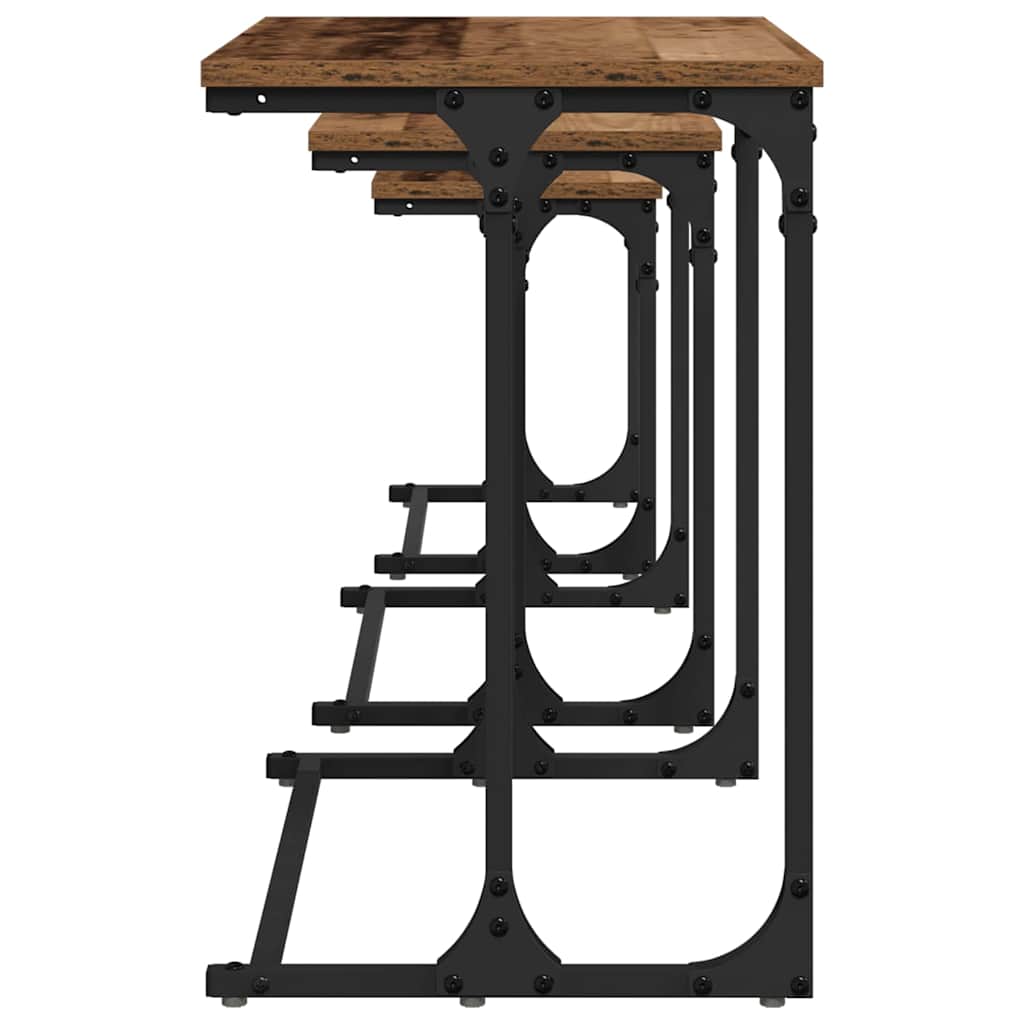 Kaffebord med Nesting 3 pcs Gammelt tre Konstruert tre