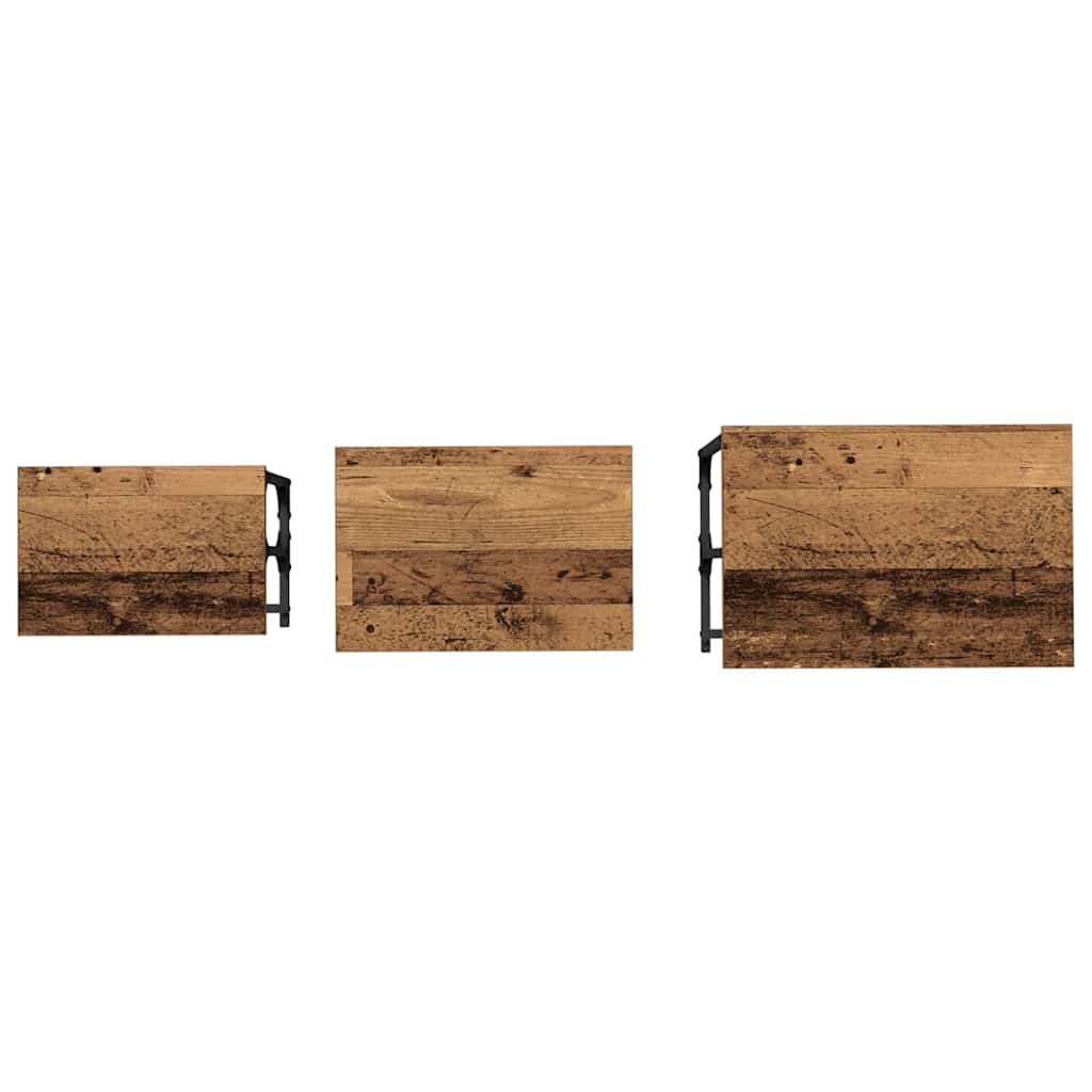 Kaffebord med Nesting 3 pcs Gammelt tre Konstruert tre