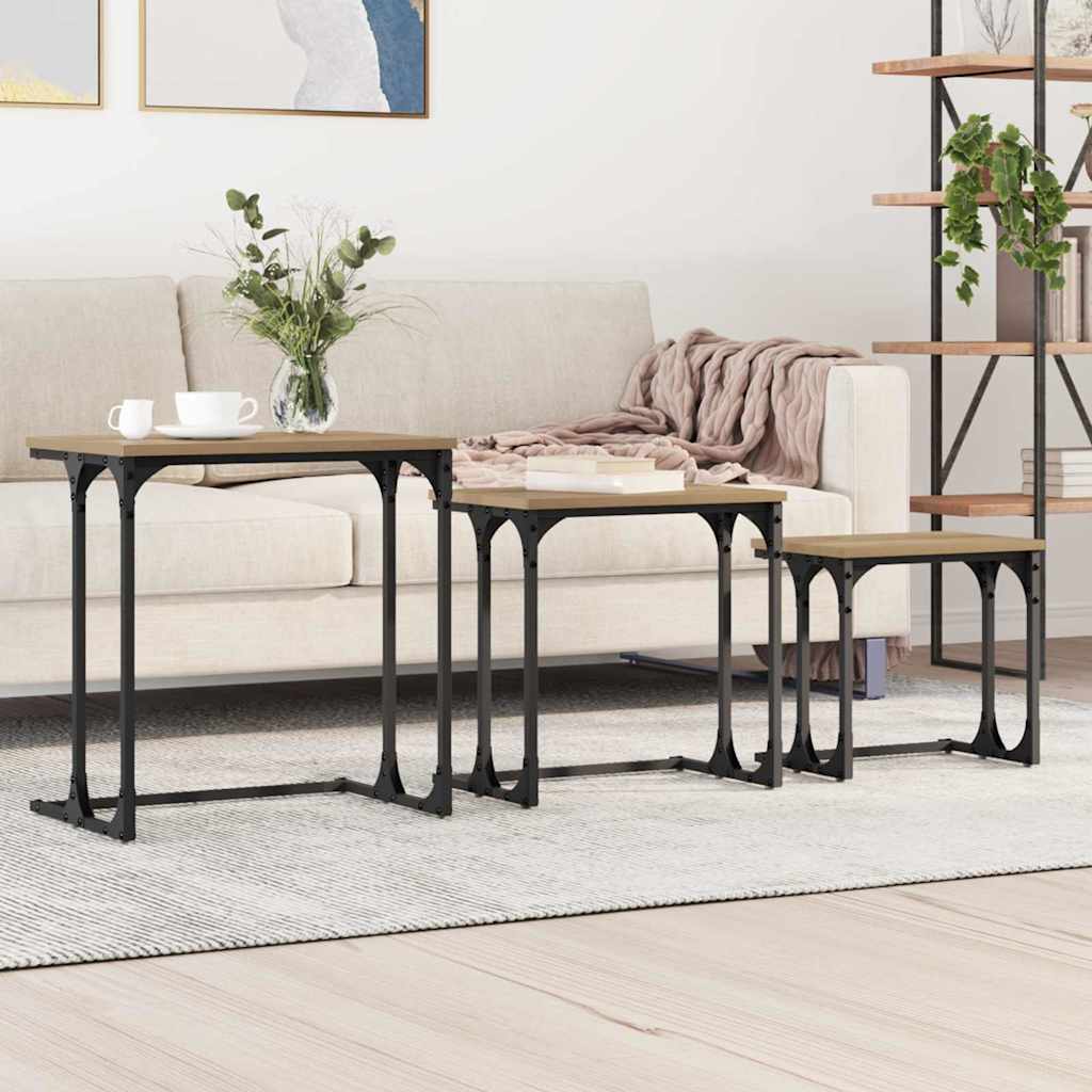 Kaffebord med Nesting 3 pcs artisan eik Konstruert tre