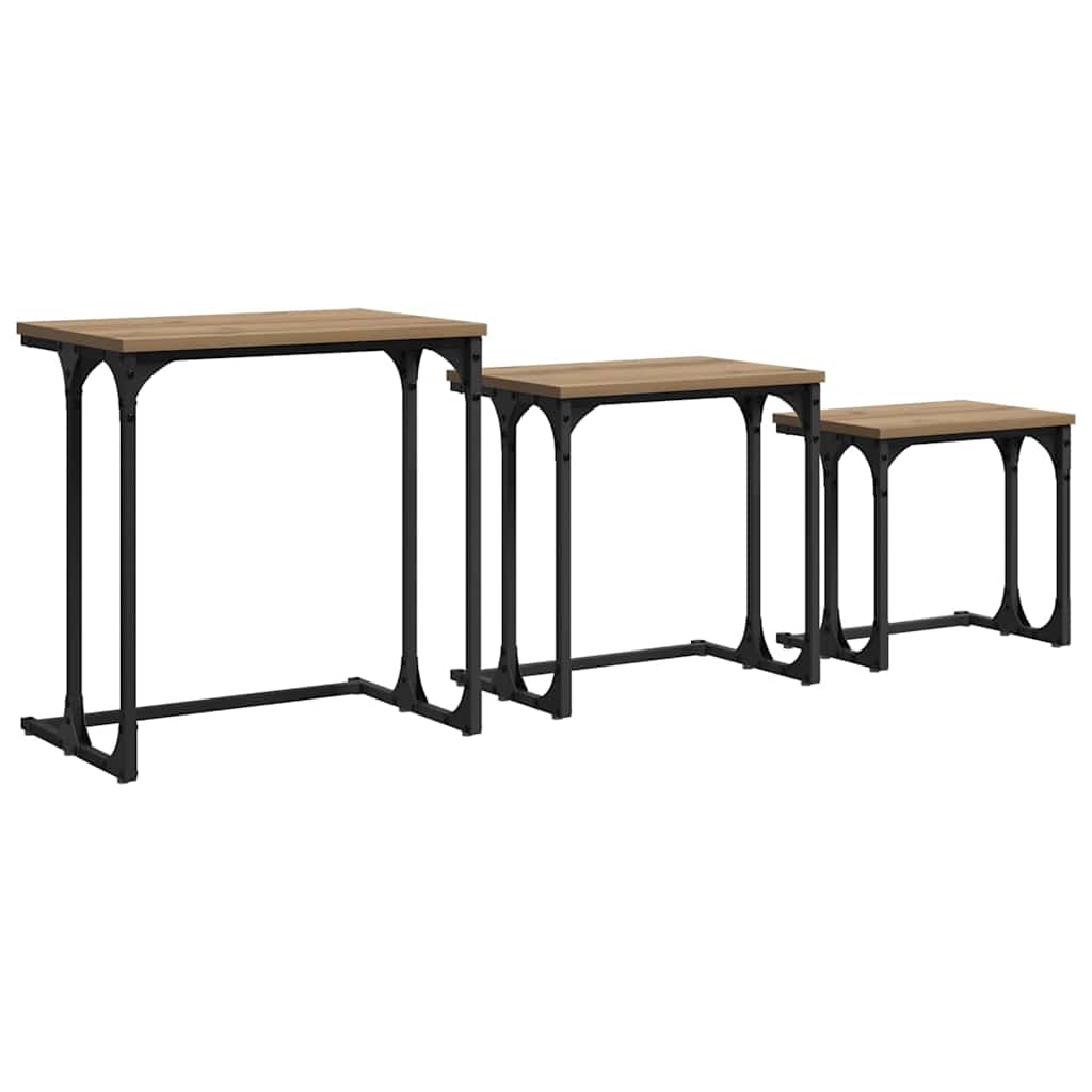Kaffebord med Nesting 3 pcs artisan eik Konstruert tre