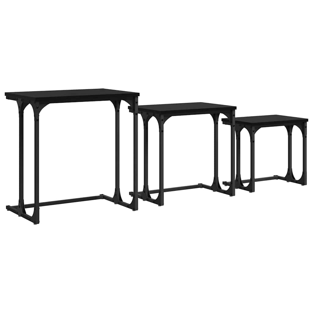 Kaffebord med Nesting 3 pcs Svart eik Konstruert tre