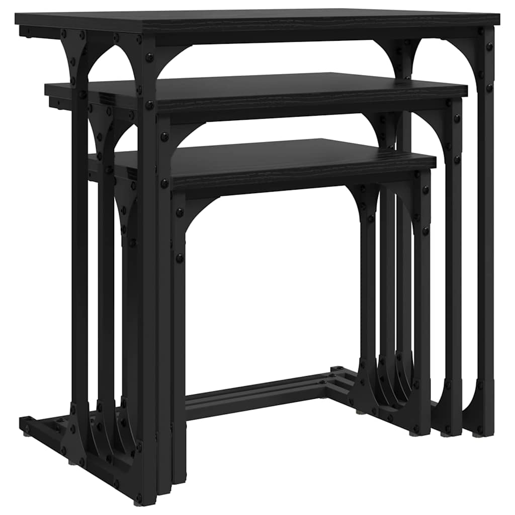 Kaffebord med Nesting 3 pcs Svart eik Konstruert tre