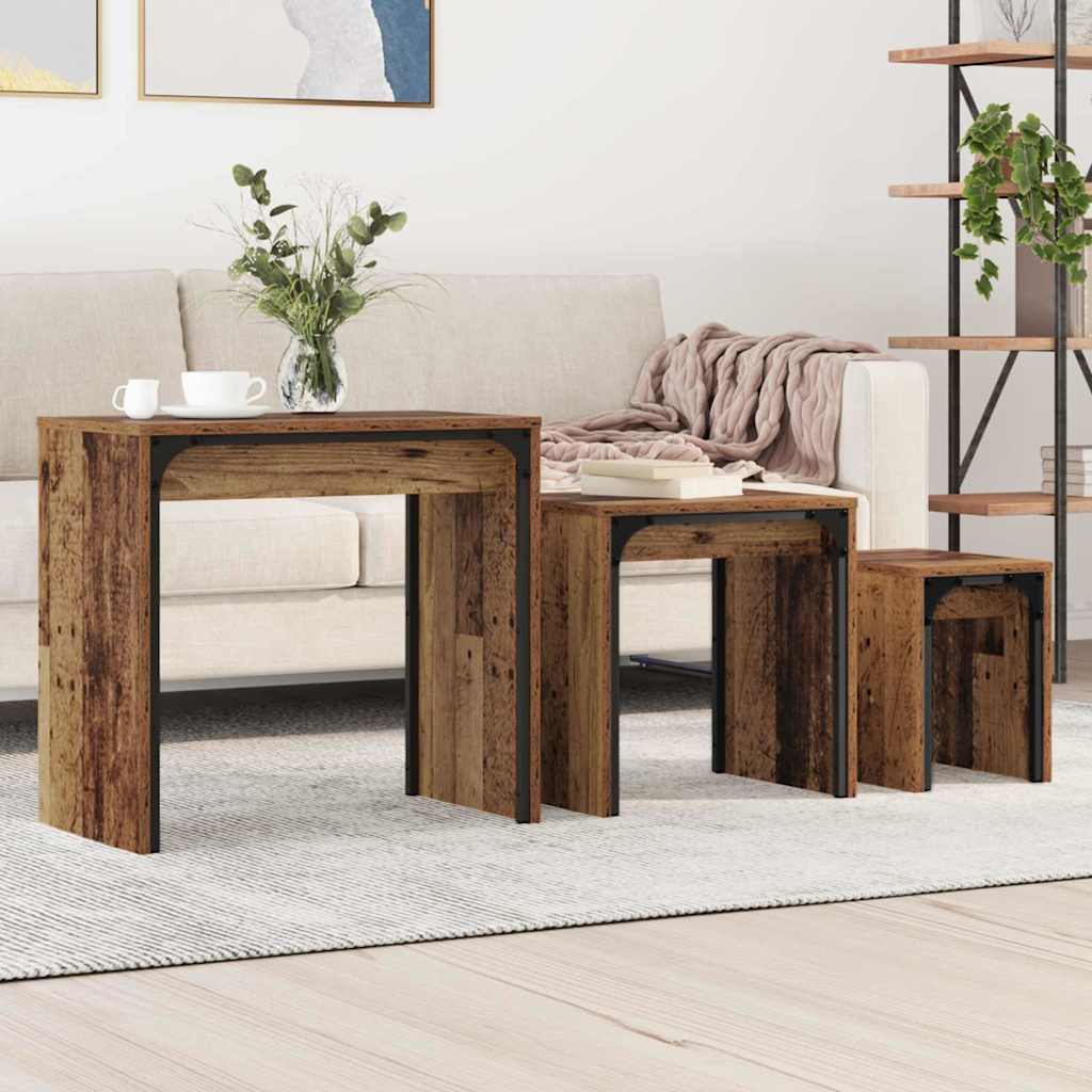 Kaffebord 3 pcs Gammelt tre Konstruert tre