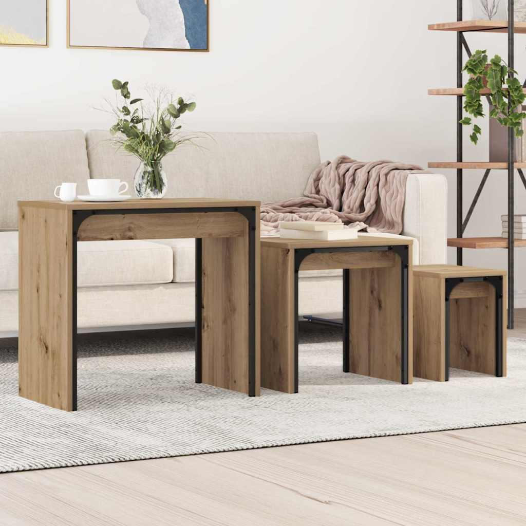 Kaffebord 3 pcs Artisan Eik Konstruert tre